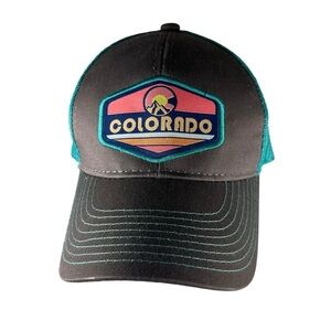Colorado Mesh Snapback Trucker Hat Cap Gray Teal Embroidered Patch